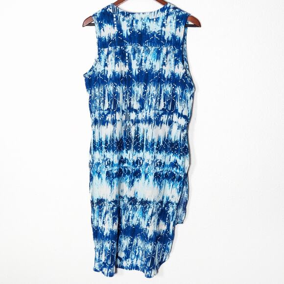 Whoa Wait Sleeveless Dress Blue Size Large Coastal Inspired Resortwear - Picture 2 of 8